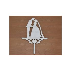 Fa beszúrós tortadísz fátylas fehér 60341