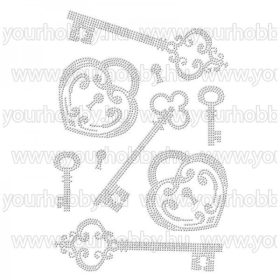   Vasalható strasszköves textil transzfer  Kulcsok, Lakatok A4