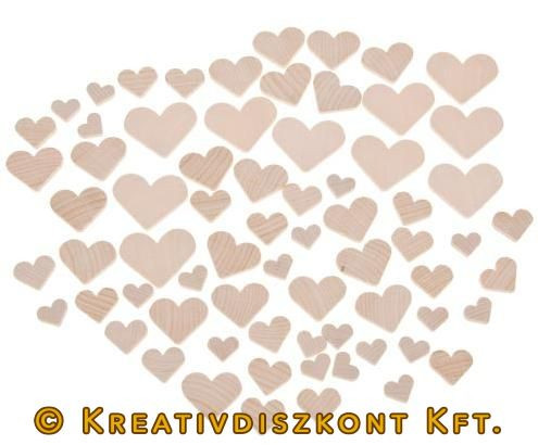 Fa figurák szív 70 db