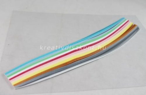 Quilling papírszett, pasztel színek, 30 cm x 3 mm 300 db