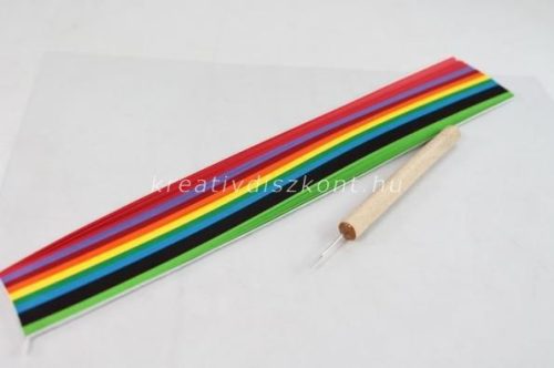 Quilling kezdő készlet, 30 cm x 5 mm 300 db és 1 db tű