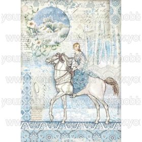   Stamperia Dekupázs rizspapír A4 Téli hölgy lovon DFSA4492